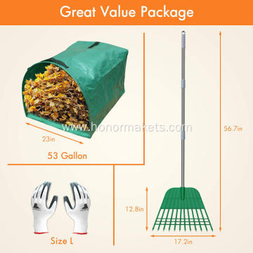 Adjustable Folding Leaves Rake for Quick Clean Up of Lawn and Yard